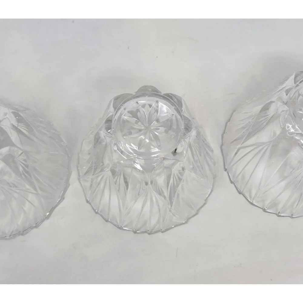 Retro-Style Pressed Glass Votive Candle Holders Set of 3 Scalloped Panel Cut 4in